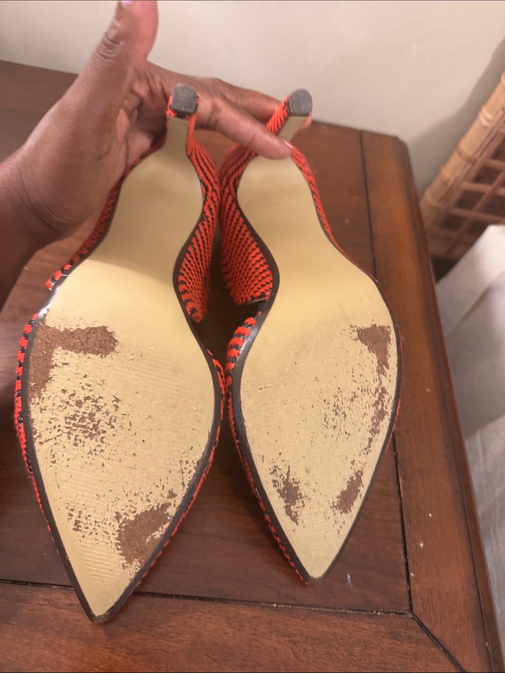 Banana Republic Red and Black Chevron Pointed Pumps - Picture 8 of 11